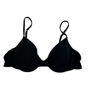 Victoria's Secret PINK 36B Bra T-Shirt Demi Black Underwire Plunge Women’s